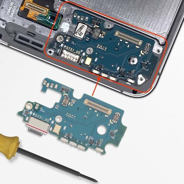 USB-C Opladerstik til Galaxy S25 FE med SIM-kortlæser og Mikro Blå Blå