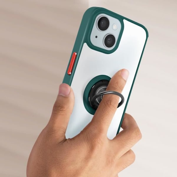 iPhone 15-fodral - Ringrip - Hybrid - Metallring - Videostativ - Grön Grön