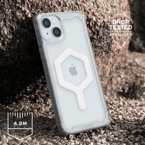 UAG MagSafe Fodral för iPhone 15 Stötsäkert Tunn Transparent och White Plyo Series
