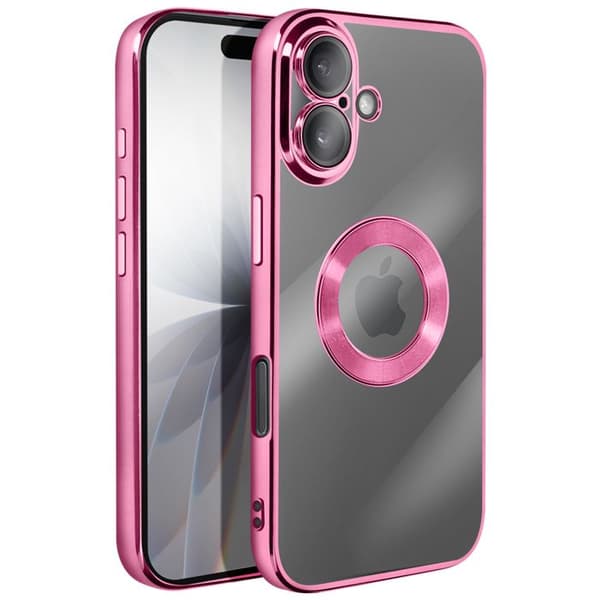 Skal - ADVARSEL - iPhone 17 - Blødt Silikone - Kromkant - Rosa Rosa