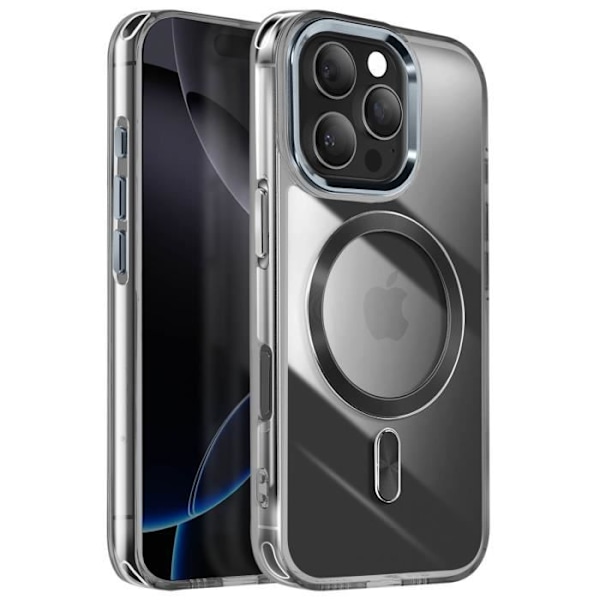 MagSafe-kuori iPhone 16 Pro, musta lasinen takapinta Svart