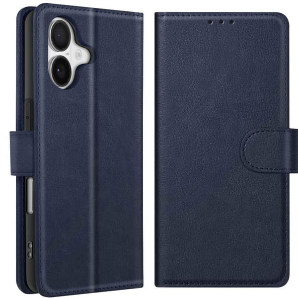 Plånboksfodral - AVIZAR - iPhone 17 - Syntetläder med prägling - Mörkblå - Stödfunktion Blå