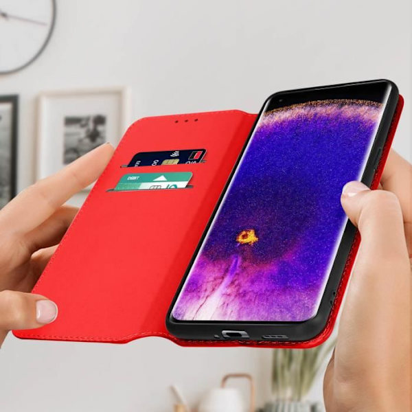 AVIZAR Plånboksfodral till Oppo Find X5 - Röd - Videosupportfunktion Röd