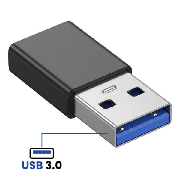 USB-C Naisadapteri USB 3.0 Uros Korkea Nopeus 5Gbps Sininen Tähti Musta