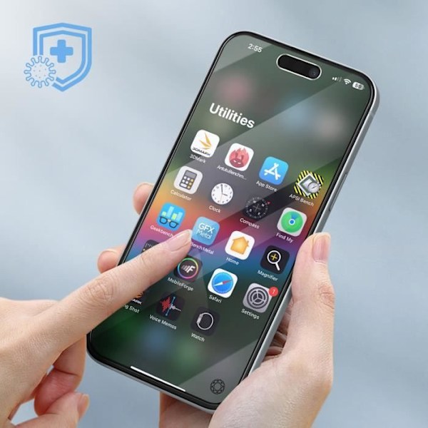 Skærmbeskytter til iPhone 15 Plus Fleksibelt Glas Unbreakable Anti UV Force Glass Sort Svart