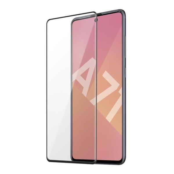 Galaxy A71 Skärmfilm härdat glas 9H Anti-fingeravtryck Transparent Svart kontur Svart