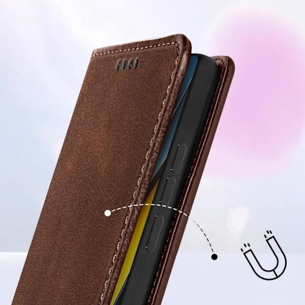 Lompakkokotelo Xiaomi Poco X6 Prolle magneettinen läppäteline, tummanruskea