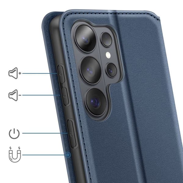 Flip Cover til Galaxy S26 Ultra Magnetisk Stand Funktion Classic Edition Blå Blå
