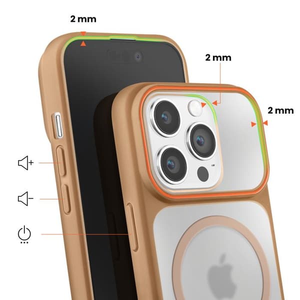 iPhone 14 Pro Cover Bi-Material Design Kompatibel med MagSafe Brun brun