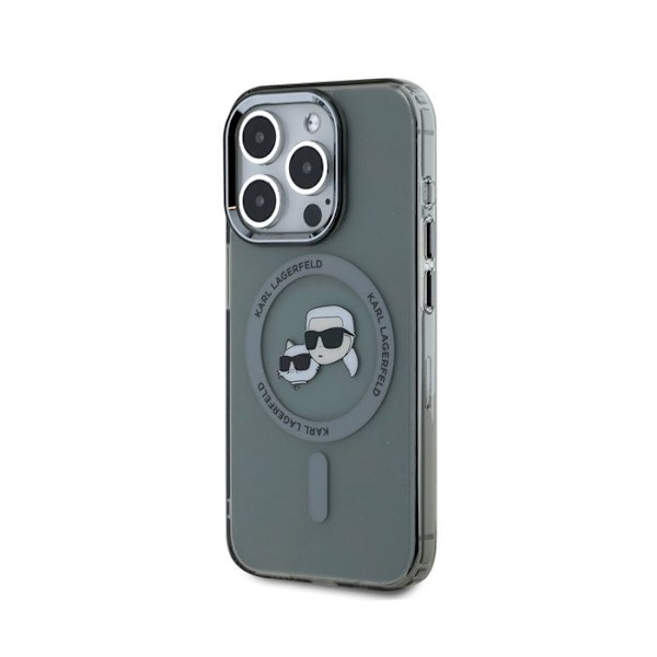 Coque til iPhone 15 Pro Max trykt IML K og CH kompatibel med MagSafe Karl Lagerfeld sort transparent Svart
