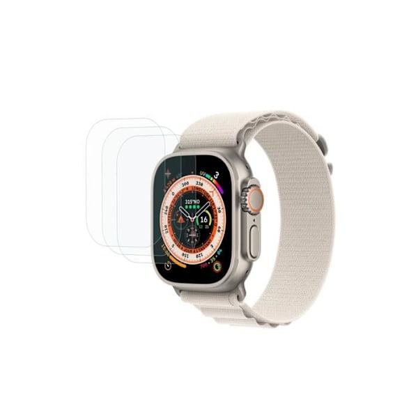 Pakkaus sisältää 3 näytönsuojaa Apple Watch Ultra 49mm:lle Eko Transparent Tempered Glassista Transparent