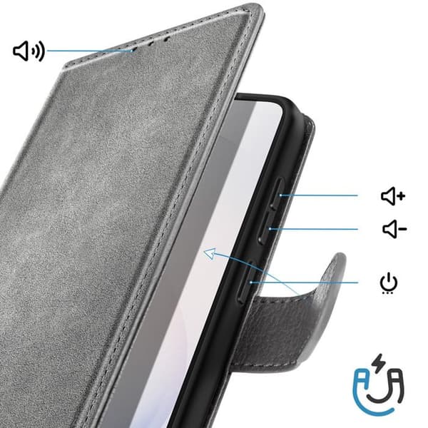 Plånboksfodral för Galaxy S26 Ultra Chesterfield Grainé Ställfunktion Grå Grå