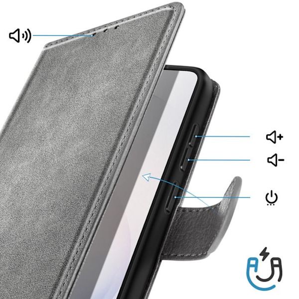 Pungetui til Galaxy S26 Ultra Chesterfield Grainet Standfunktion Grå Grå