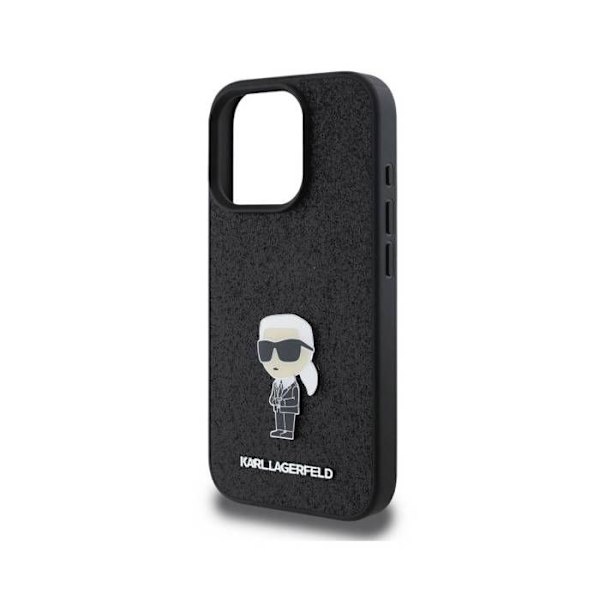 IPhone 16 Pro Pailletettu Kuori Ikonik Karl Lagerfeldin Metallilogolla Musta Svart