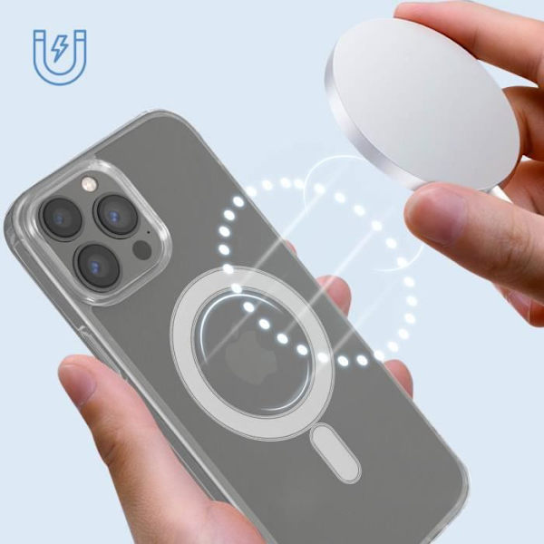 Kuori - ILMOITTAA - iPhone 13 Pro - Iskunkestävä - Magsafe - Läpinäkyvä Valkoinen Klar vit
