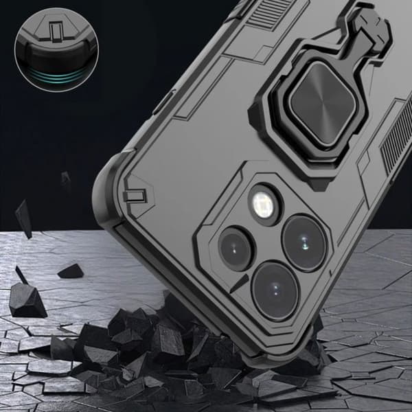 Stødabsorberende cover til Oppo Reno 16F / 16 FS med magnetisk ringefunktion i sort Svart