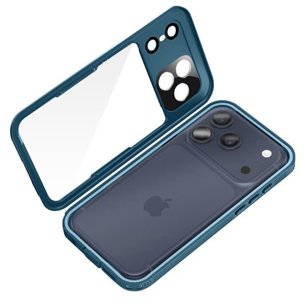 Skyddsfodral - SHELLBOX - iPhone 17 Pro Max - Vattentålig IP68 - Stöttålig 2m - Handrem inkluderad Blå