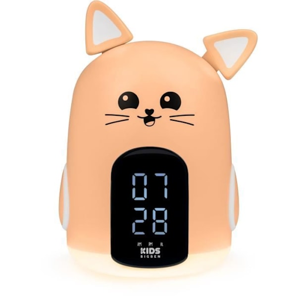 Väckarklocka & Nattlampa Mia katten - BIGBEN - 3 melodier - Justerbar ljusstyrka - Tidsvisning orange