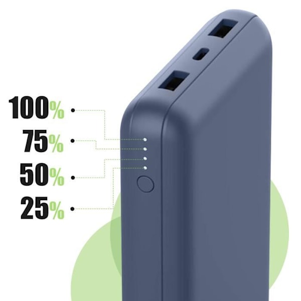 Batteri för nödsituationer 20000 mAh 2x USB och USB C 15W LED-indikator Belkin Mörkblå Blå