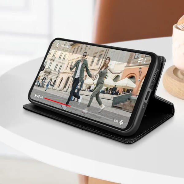 Foliofodral - Samsung - Galaxy A34 5G - Heltäckande skydd - Magnetflik - Svart konstläder Svart