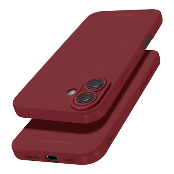 Cover til iPhone 16 Plus - ROAR - Matt Soft Touch Silikone - Beskyttet kamera - Burgundy Röd