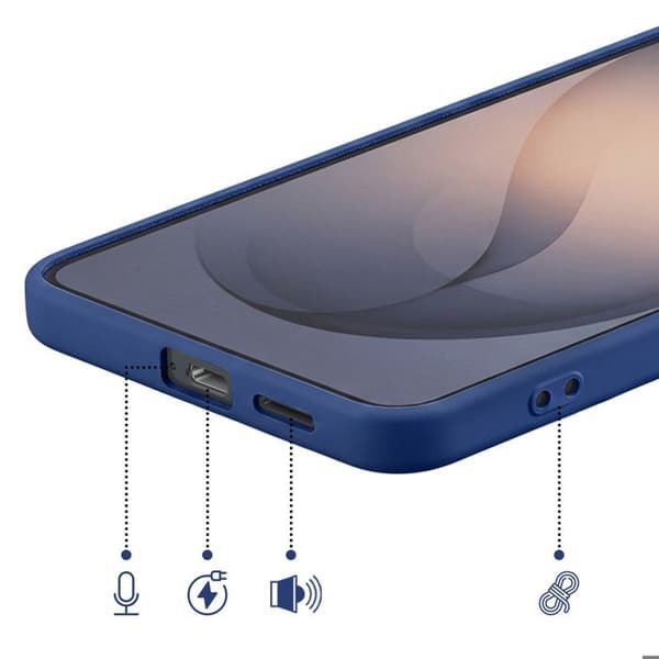 Silicone Soft-Touch-fodral för Galaxy S26 med blå mikrofiberfoder Blå