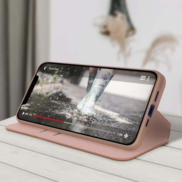 Housse Folio - AVIZAR - iPhone 12 Mini - Rosa - Video Support - Fack för kort Rosa
