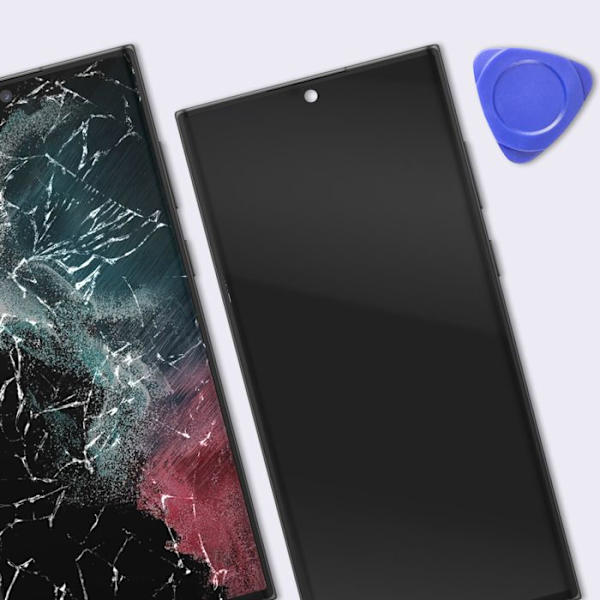 Fuldskærm til Galaxy S22 Ultra Soft OLED Panel med Integreret Ramme Grå Grå
