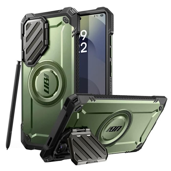 Coque MagSafe för Samsung S25 Ultra Stötsäker Kameraskydd Stativ Supcase Mörkgrön Grön