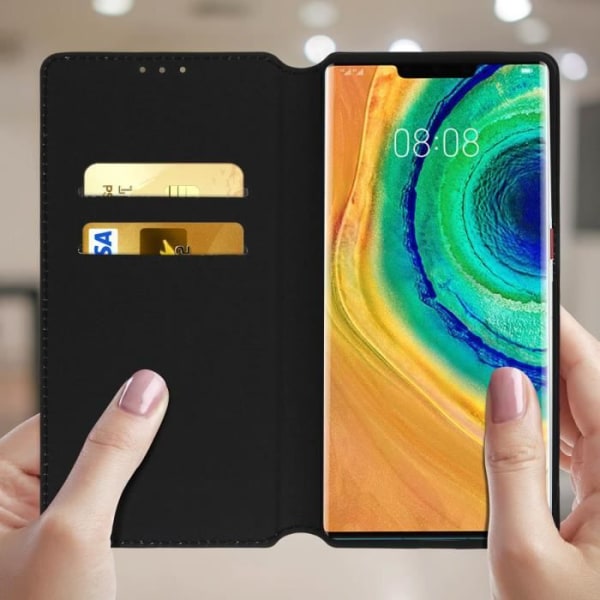 Hölster - AVIZAR - Huawei Mate 30 Pro - Ekoskinn - Stöd funktion - Svart Svart