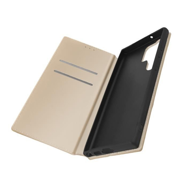 Etui til Samsung Galaxy S23 Ultra Flip Card Holder Video Support Guld gyllene