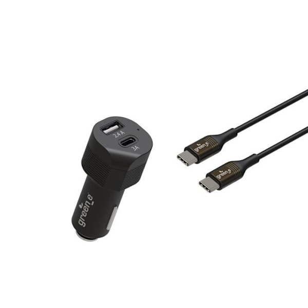 GREEN_E 30W USB C och A billaddarsats + C till C-kabel - 1,3m