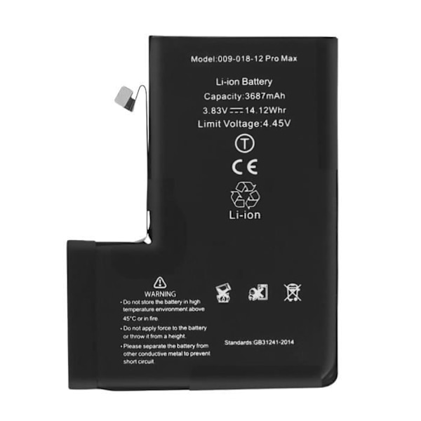 Batteri - AVIZAR - BAT-PCB-12PM - PCB - 3687mAh - Sort Svart