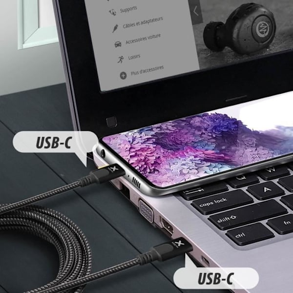 Kabel USB Typ C till USB-C Strömförsörjning 100W Laddning / Synchro 2m Xtorm Svart