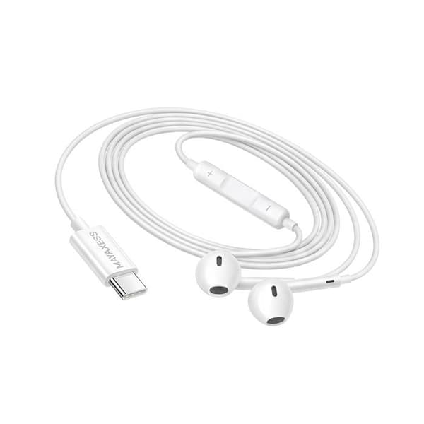 Trådade hörlurar - MAYAXESS - För Xiaomi 15 Pro - USB-C - Inbyggd mikrofon - Vit Vit