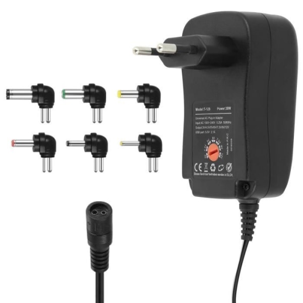 30W Laptop Sector Charger - LINQ - LinQ - Sort - 6 tips - Sector lader Svart