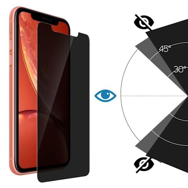 Skyddsfilm - Apple - iPhone XR - Härdat glas - Antispion - Stötsäker Transparent