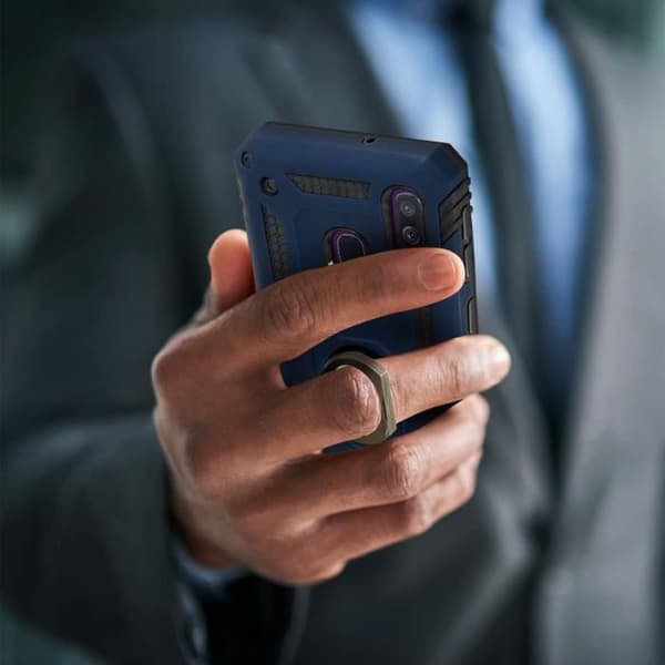 Coque - AVIZAR - Galaxy A40 - Bi-materia - Video Stöd Ring - Mörkblå Midnattsblå
