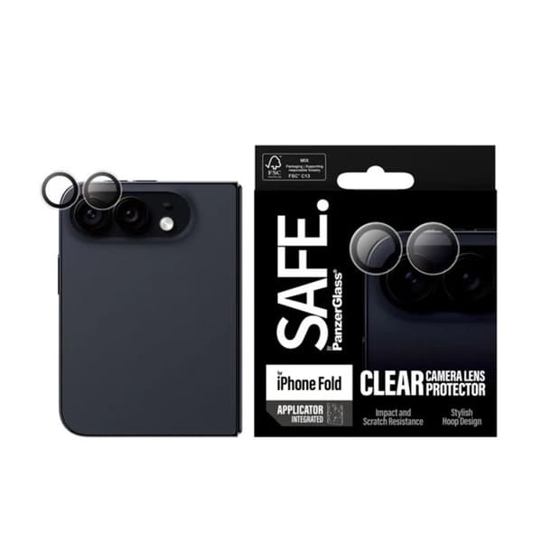 iPhone Duo -suojakamera asennusapurin kanssa, Panzer Glass musta / läpinäkyvä
