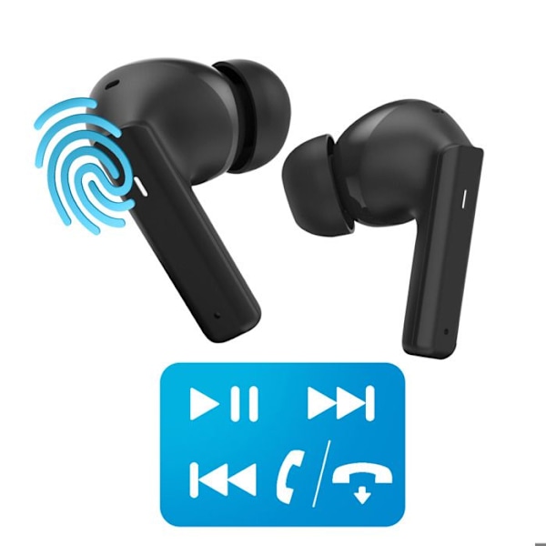 Bluetooth-hörlurar med brusreducering, 6 timmars batteritid, touchkontroller, Akashi svart Svart