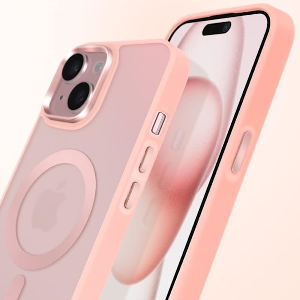 MagSafe-kuori iPhone 15 Matta Frosted Takapuoli Vaaleanpunainen Reuna Rosa