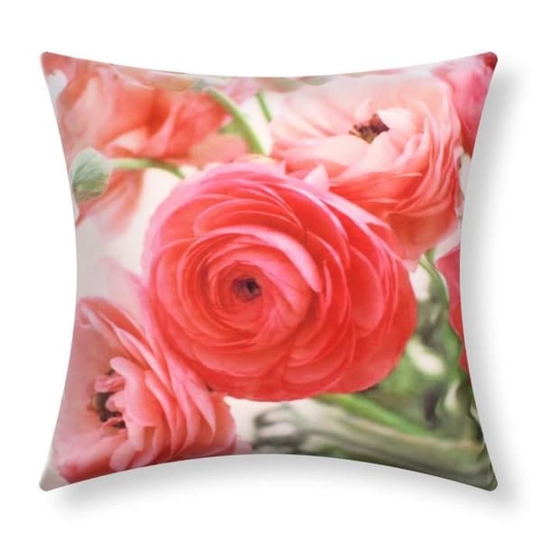 Pudebetræk - AVIZAR - Sæt af 2 - 40x40 cm - Mønster med roser - Chic elegance Grön