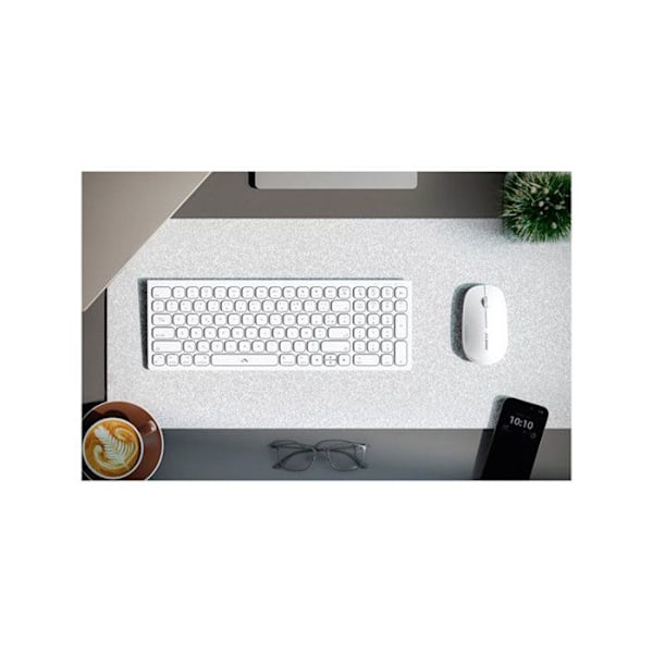 Langaton AZERTY-näppäimistö USB-C ladattava Echelon-malli ja langaton A-Logic-hiiri valkoinen