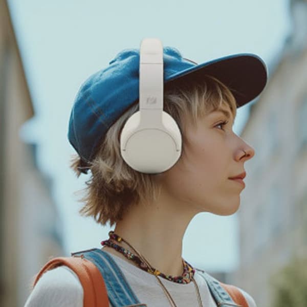 Trådlösa Bluetooth-hörlurar med 45 timmars batteritid och inbyggd mikrofon Muse Vit Vit