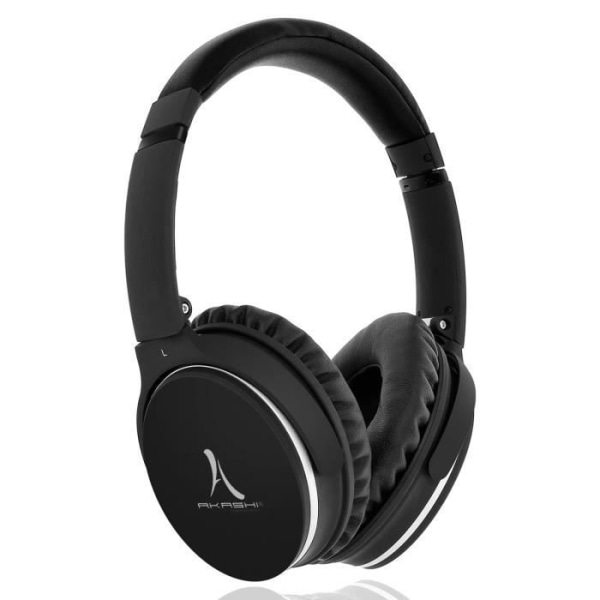 Bluetooth-hörlurar Extra basbrusreducering Vikbart 3,5 mm uttag Akashi Svart