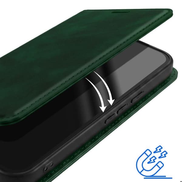 Google Pixel 11 Pro XL -lompakkokotelo, samettiefekti, vihreä tuki Grön