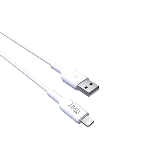 Laddnings- och synkroniseringskabel - JAYM - Lightning MFI - 2.4A - 2M - Vit Vit