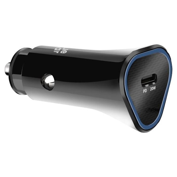 USB-C biloplader - BLUESTAR - Kompakt model - 20W Power Delivery - USB-C kabel 60W - Sort Svart