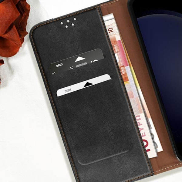 Etui til Samsung Galaxy S24 FE Flip Magnetic Stitched Wallet Sort Svart