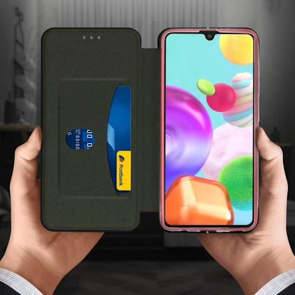 Etui - AVIZAR - Samsung Galaxy A41 - Øko-læder Tekstur - Rød - Videostøtte Röd